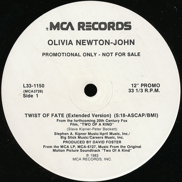 Olivia Newton-John : Twist Of Fate (12", Promo)