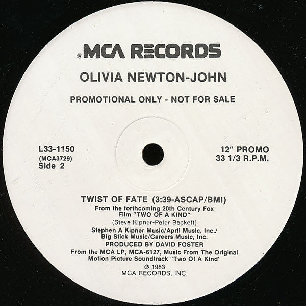 Olivia Newton-John : Twist Of Fate (12", Promo)
