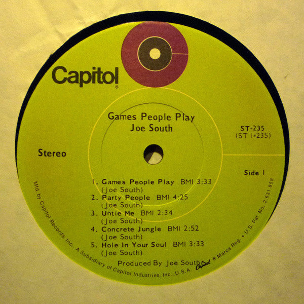 Joe South : Games People Play (LP, Album, Jac)