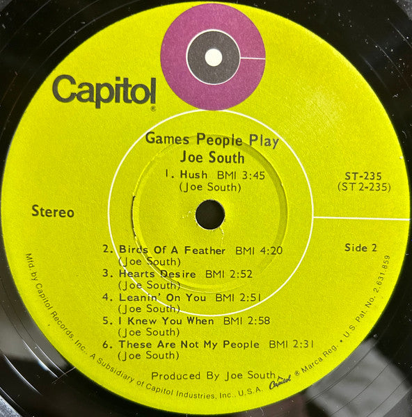 Joe South : Games People Play (LP, Album, Jac)