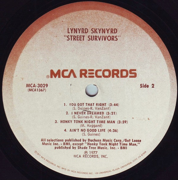 Lynyrd Skynyrd : Street Survivors (LP, Album, RE, Pin)