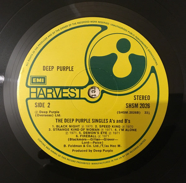 Deep Purple : The Deep Purple Singles A's & B's (LP, Comp, RE, Lab)