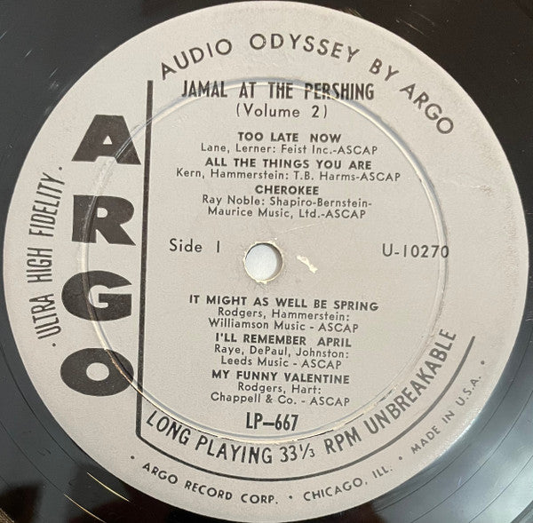 Ahmad Jamal : Jamal At The Pershing   Volume 2 (LP, Album)
