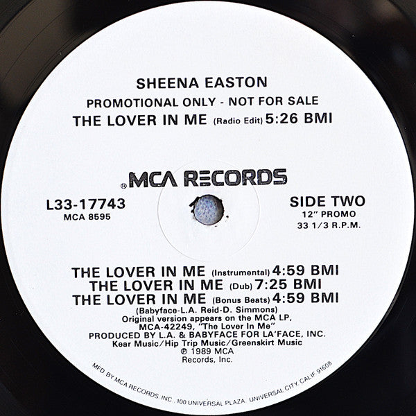 Sheena Easton : The Lover In Me (12", Promo)