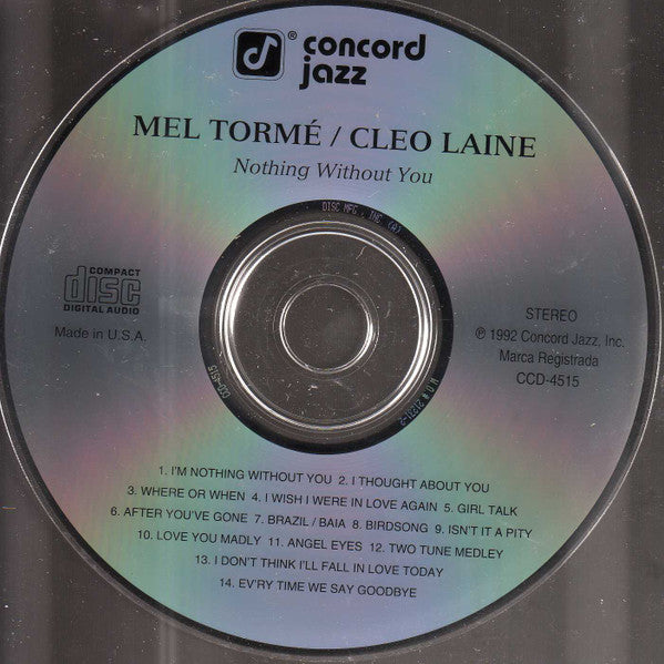 Mel Tormé / Cleo Laine : Nothing Without You (CD, Album)