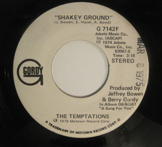 The Temptations : Shakey Ground (7", Single, Mono, Promo)