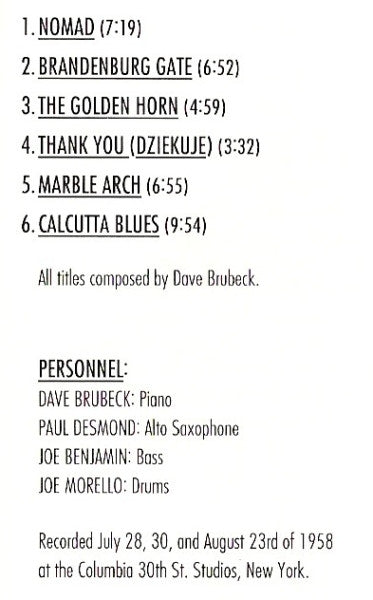 The Dave Brubeck Quartet : Jazz Impressions Of Eurasia (CD, Album, RE, RM)