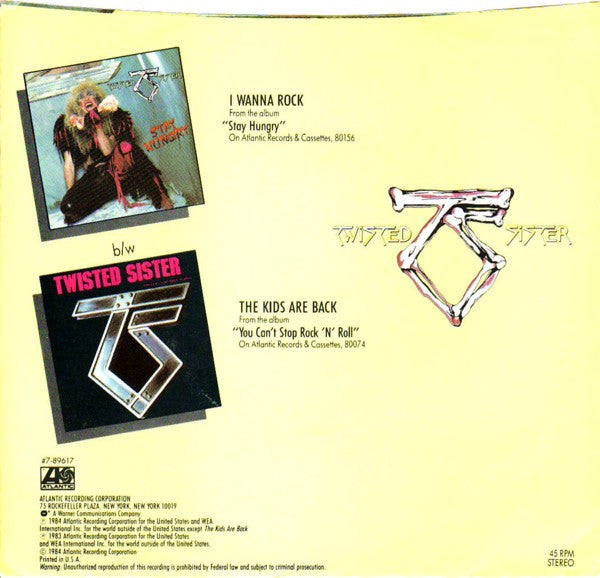 Twisted Sister : I Wanna Rock (7", Single, Spe)
