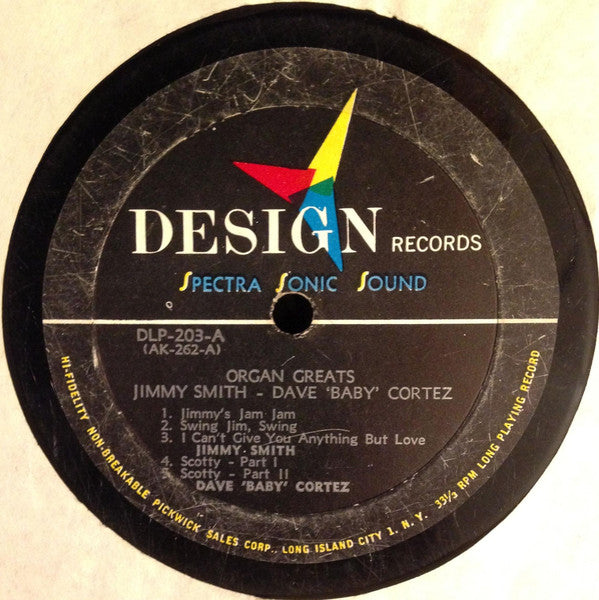 Jimmy Smith & Dave "Baby" Cortez : Organ Greats (LP, Comp, Mono)