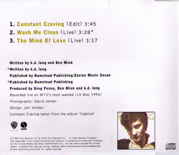 k.d. lang : Constant Craving (CD, Single)