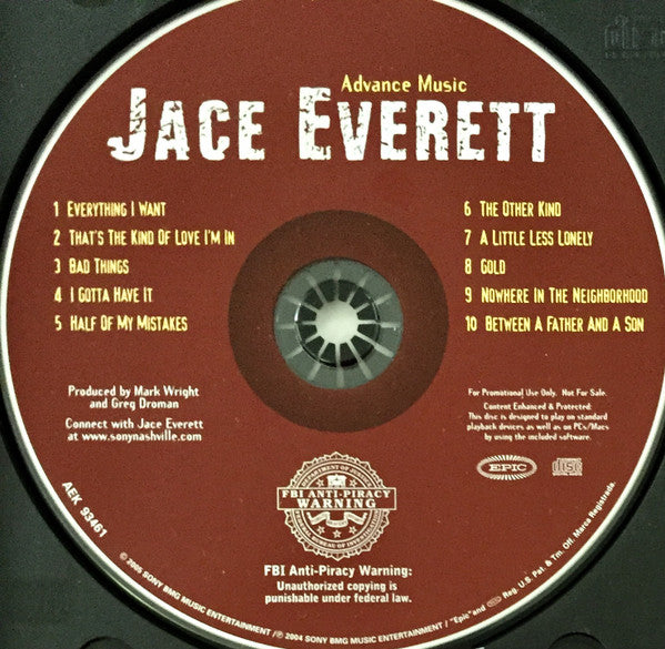 Jace Everett : Jace Everett (CD, Album, Promo, Adv)