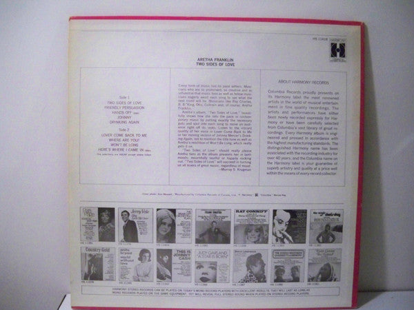 Aretha Franklin : Two Sides Of Love (LP, Comp, Bla)
