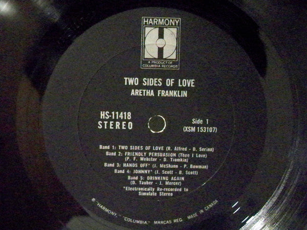 Aretha Franklin : Two Sides Of Love (LP, Comp, Bla)