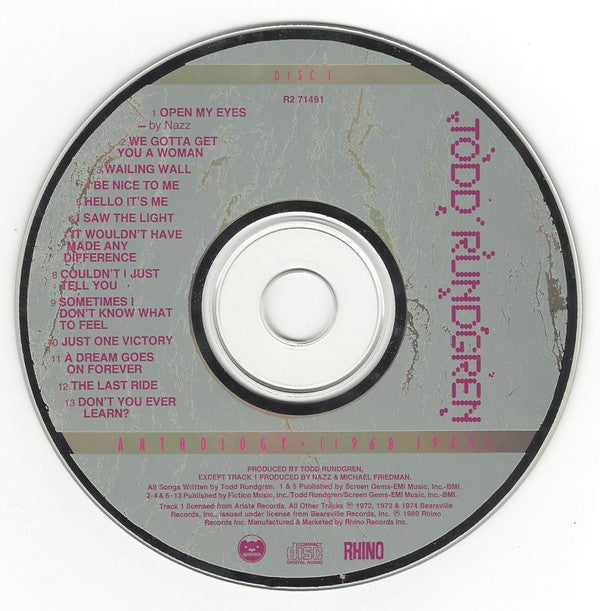 Todd Rundgren : Anthology - (1968 - 1985) (2xCD, Album, Comp)