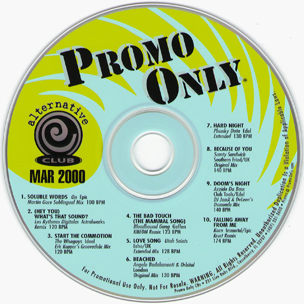Various : Promo Only Alternative Club March 2000 (CD, Comp, Promo)