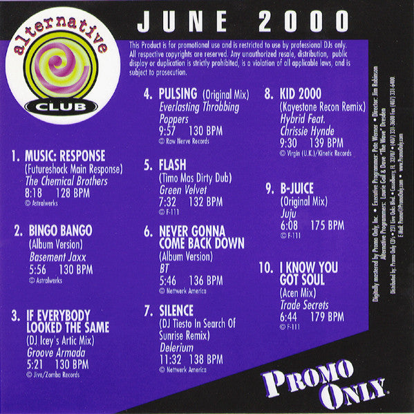 Various : Promo Only Alternative Club June 2000 (CD, Comp, Promo)