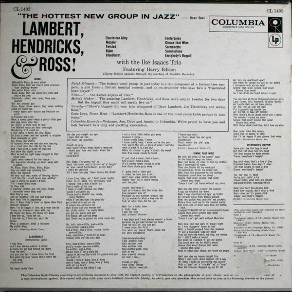Lambert, Hendricks & Ross : The Hottest New Group In Jazz (LP, Album, Mono)