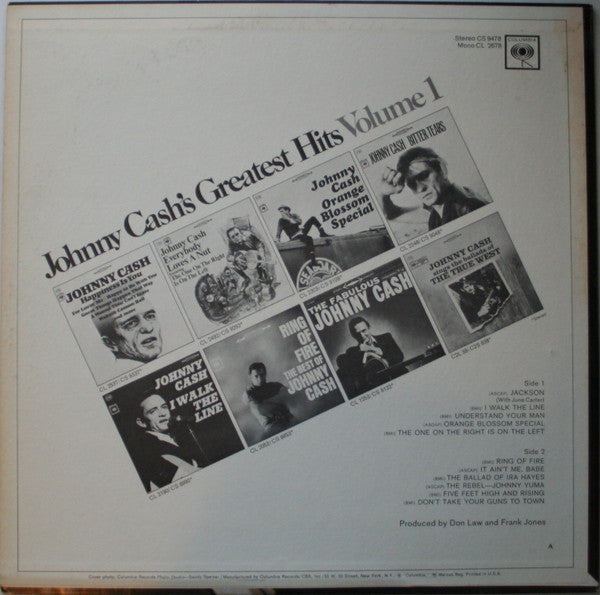 Johnny Cash : Johnny Cash's Greatest Hits (Volume 1) (LP, Comp, Ter)