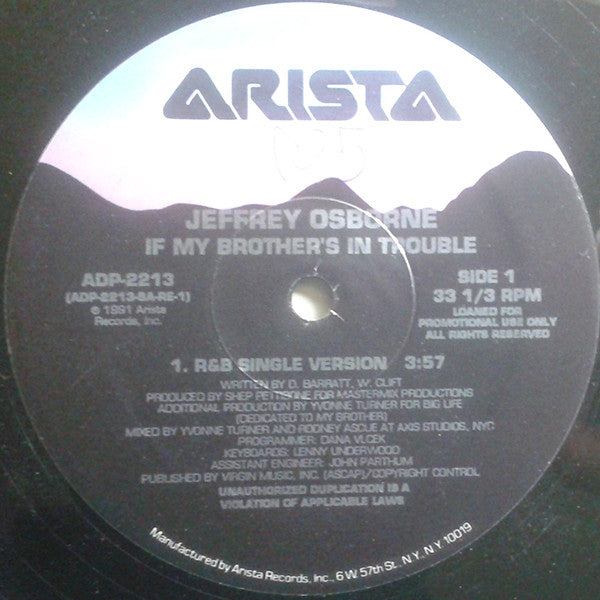 Jeffrey Osborne : If My Brother's In Trouble (12", Promo)