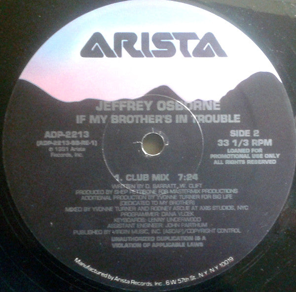 Jeffrey Osborne : If My Brother's In Trouble (12", Promo)