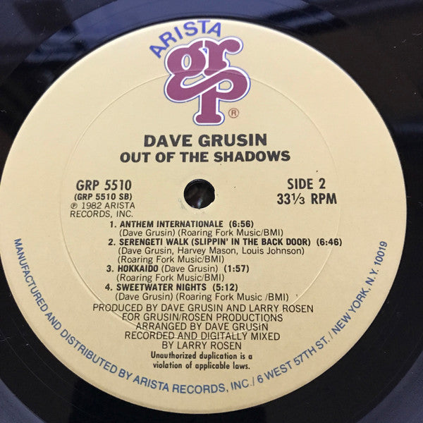Dave Grusin : Out Of The Shadows (LP, Album)