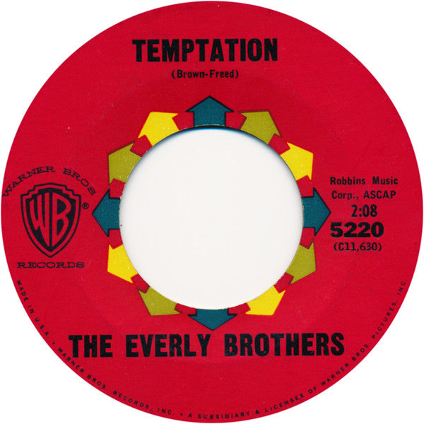Everly Brothers : Temptation / Stick With Me Baby (7", Single)