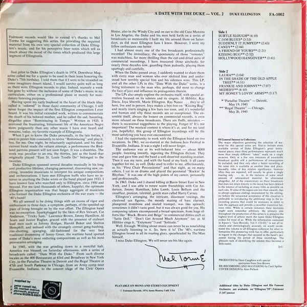 Duke Ellington And His Orchestra : A Date With The Duke Vol. 2 (LP)