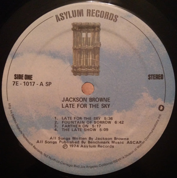 Jackson Browne : Late For The Sky (LP, Album, SP )