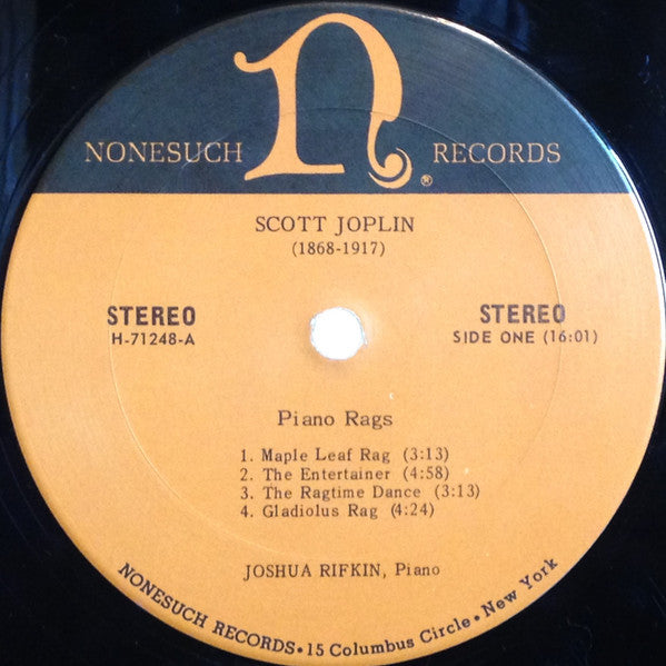 Scott Joplin, Joshua Rifkin : Piano Rags (LP, Album, San)