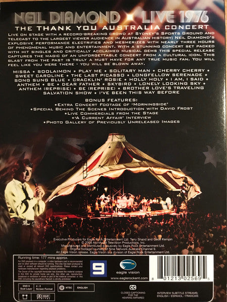 Neil Diamond : The Thank You Australia Concert - Live 1976 - Sydney, Australia - The Historic Concert Event (DVD-V, NTSC, Dol)