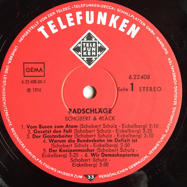 Schobert & Black : Radschläge (LP, Album)