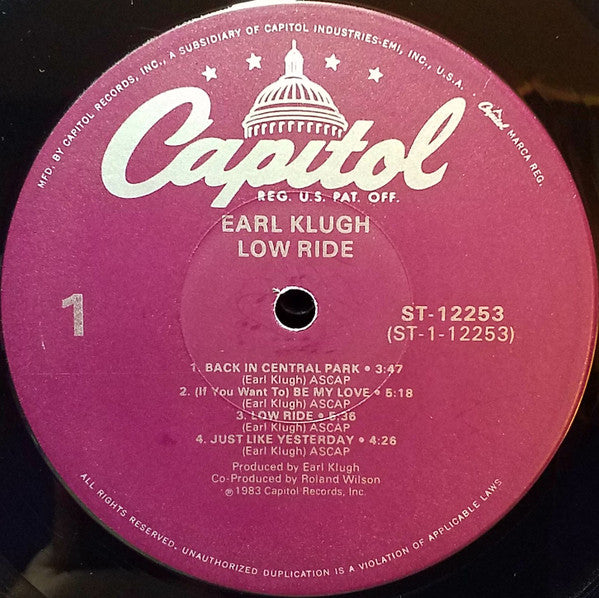 Earl Klugh : Low Ride (LP, Album, Win)