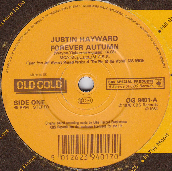 Justin Hayward : Forever Autumn (7", Single)