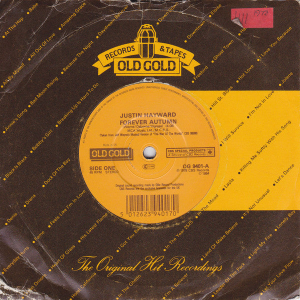 Justin Hayward : Forever Autumn (7", Single)