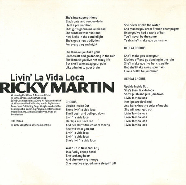 Ricky Martin : Livin' La Vida Loca (CD, Single)