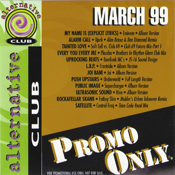 Various : Promo Only Alternative Club March 99 (CD, Comp, Promo)