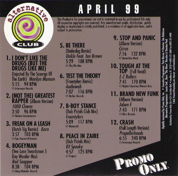 Various : Promo Only Alternative Club April 99 (CD, Comp, Promo)