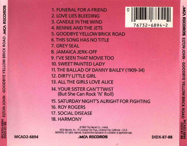 Elton John : Goodbye Yellow Brick Road (2xCD, Album, RE)