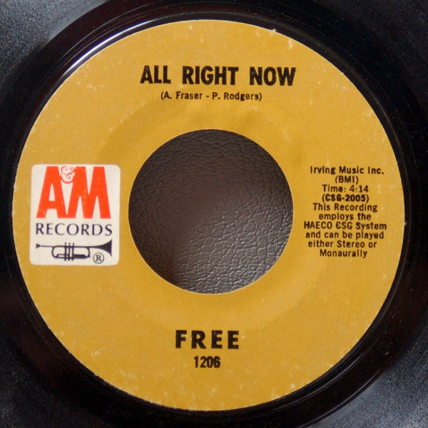 Free : All Right Now (7", Single, Styrene, Mon)