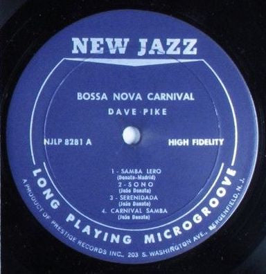 Dave Pike : Bossa Nova Carnival (LP, Album, Mono, RVG)