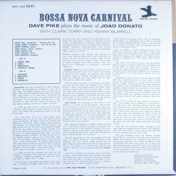 Dave Pike : Bossa Nova Carnival (LP, Album, Mono, RVG)