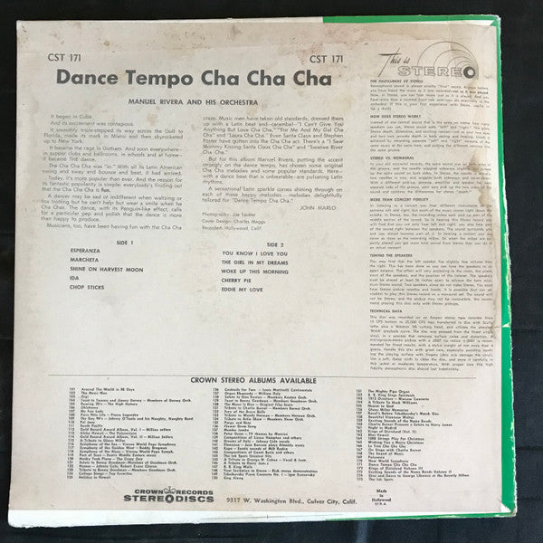 Manuel Rivera And His Orchestra : Dance Tempo Cha Cha Cha (LP, Red)