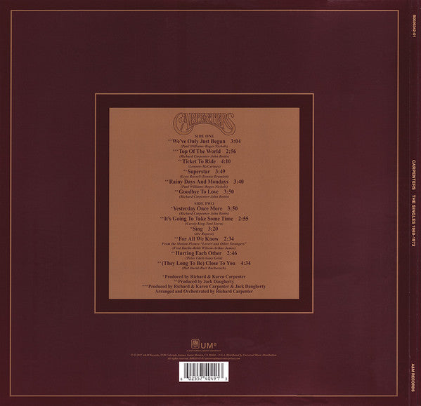Carpenters : The Singles 1969-1973 (LP, Comp, RE, RM, 180)