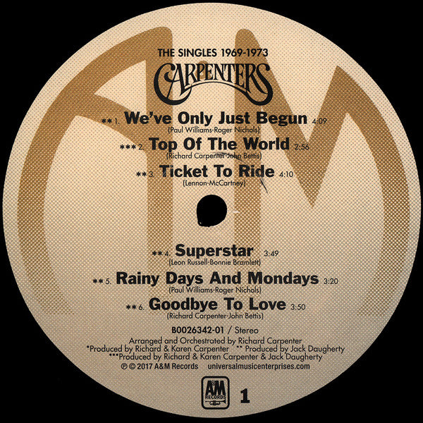 Carpenters : The Singles 1969-1973 (LP, Comp, RE, RM, 180)