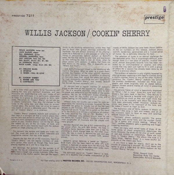 Willis Jackson : Cookin' Sherry (LP, Album)