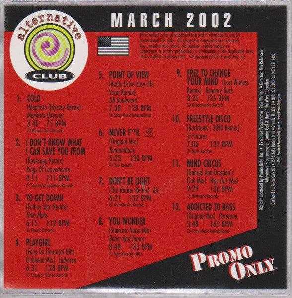 Various : Promo Only Alternative Club March 2002 (CD, Comp, Promo)