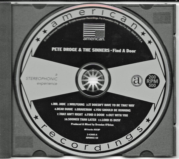 Pete Droge & The Sinners : Find A Door (CD, Advance, Album, Promo)