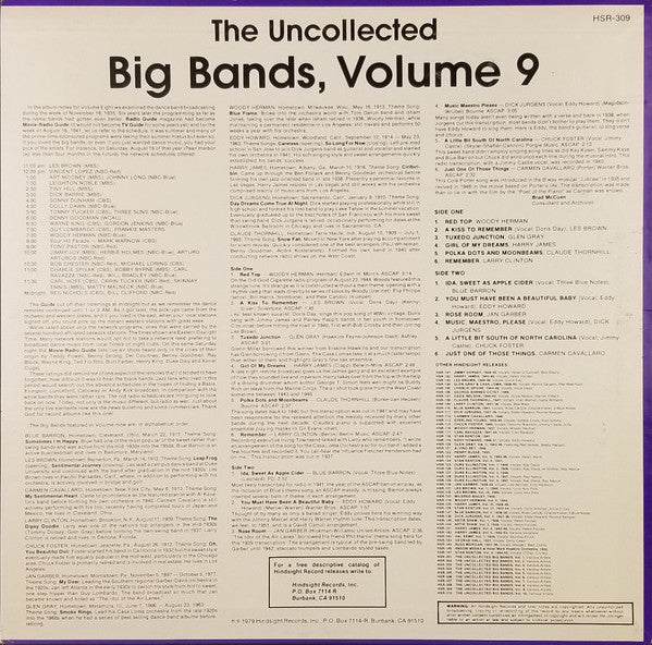 Various : The Uncollected Big Bands Vol. 9 (LP, Mono)