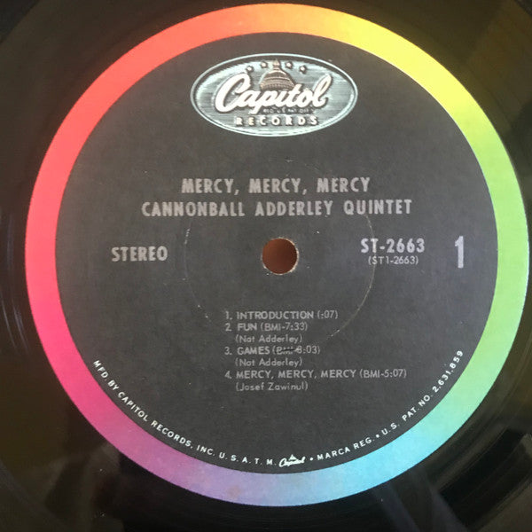 The Cannonball Adderley Quintet : Mercy, Mercy, Mercy! - Live At "The Club" (LP, Album, Jac)