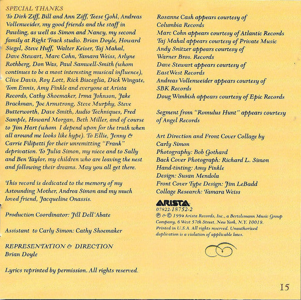 Carly Simon : Letters Never Sent (CD, Album)